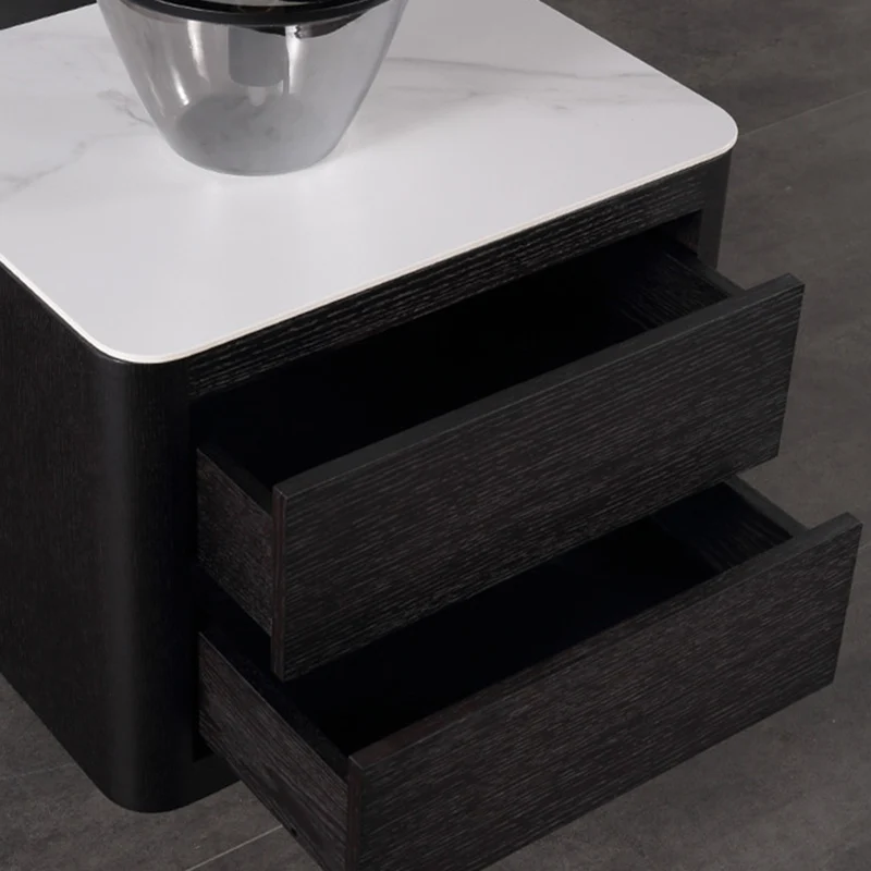 Traditional Vintage Square Nightstand: White Stone Slab-Top Dual-Drawer American-Style Veneered - Solid Wood Texture Bedside Table For Bedroom