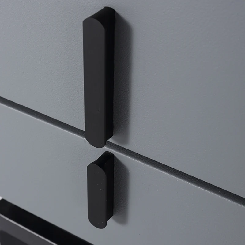 Modern Minimalist Gray Faux Leather 2-Drawer Storage Nightstand - Iron Leg Bedside Table For Bedroom