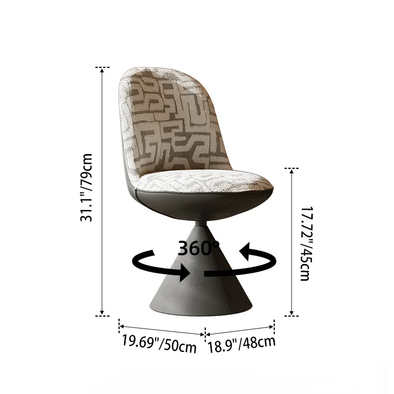Modern Minimalist Curved Conical Linen Sherpa Fabric Carbon Steel Vanity Stool Backrest Armless For Bedroom