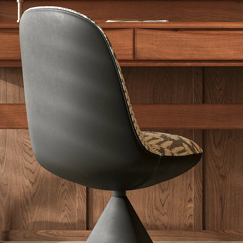 Modern Minimalist Curved Conical Linen Sherpa Fabric Carbon Steel Vanity Stool Backrest Armless For Bedroom
