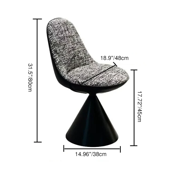 Contemporary Nordic Round Linen Cat Scratch Leather Plywood Iron Swivel Vanity Stool Backrest Armless For Bedroom