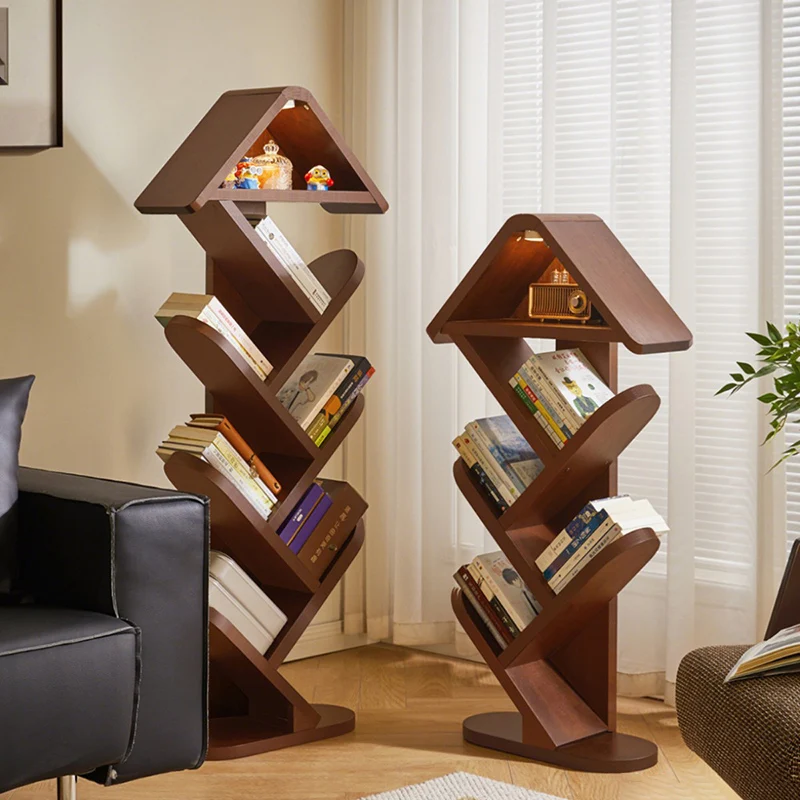 Contemporary Creative Treehouse-Shaped Rubberwood Plywood Bookshelves 5/7 Tier For Home Office