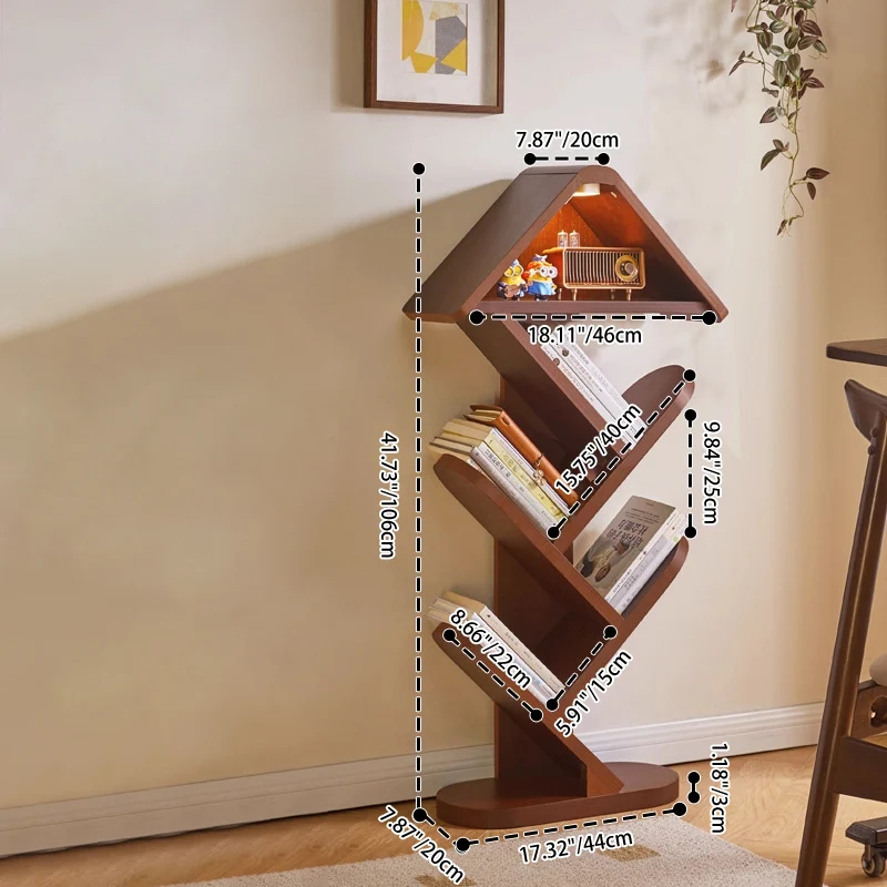 Contemporary Creative Treehouse-Shaped Rubberwood Plywood Bookshelves 5/7 Tier For Home Office