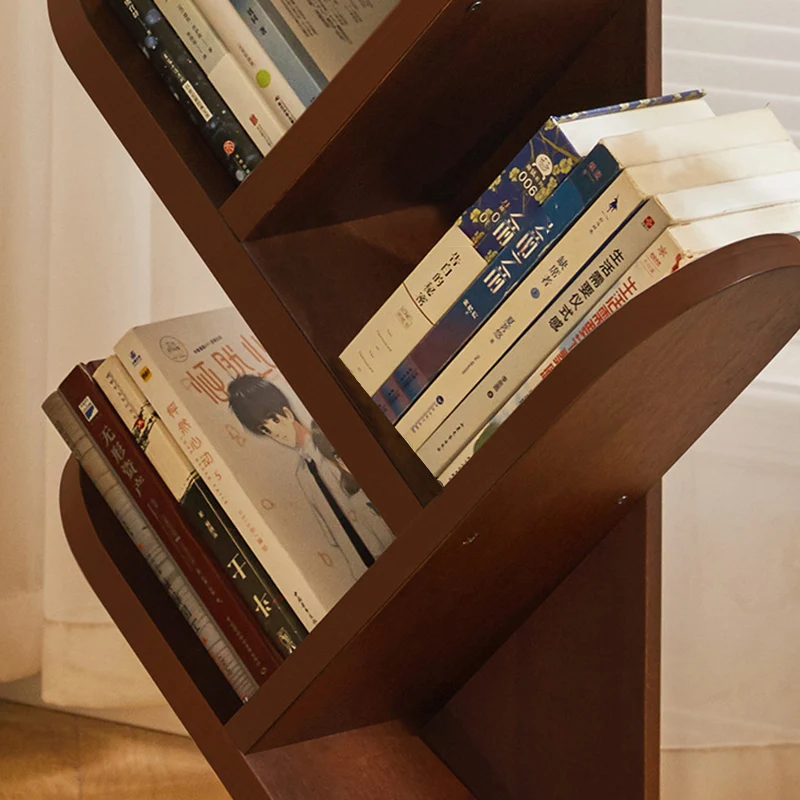 Contemporary Creative Treehouse-Shaped Rubberwood Plywood Bookshelves 5/7 Tier For Home Office