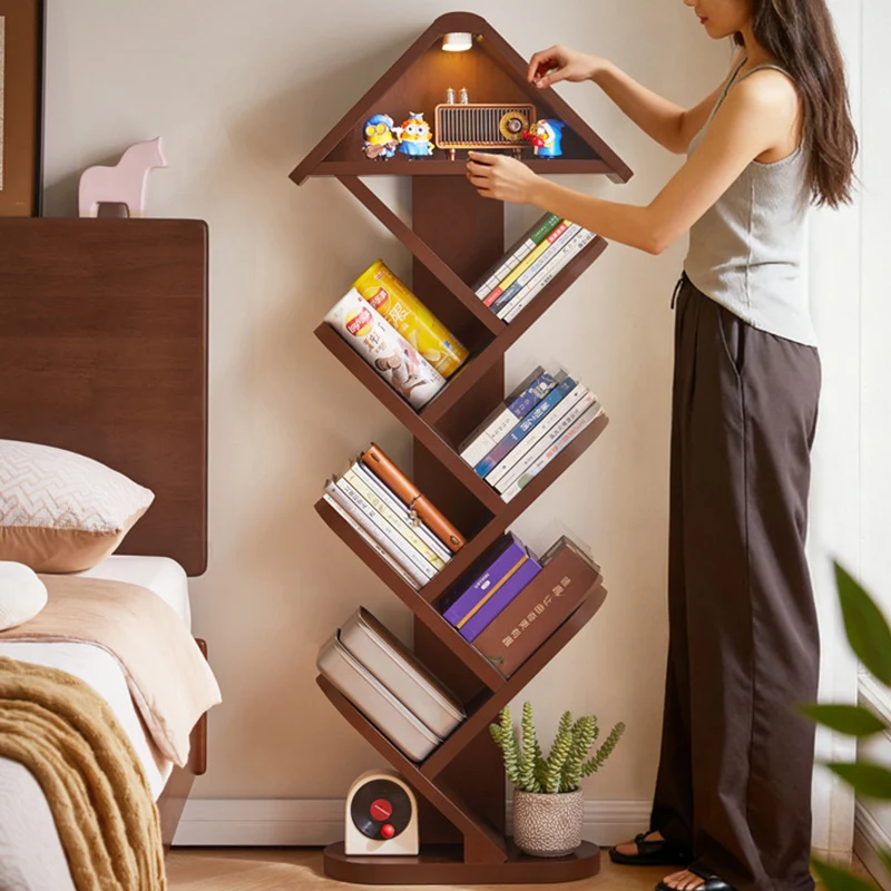 Contemporary Creative Treehouse-Shaped Rubberwood Plywood Bookshelves 5/7 Tier For Home Office
