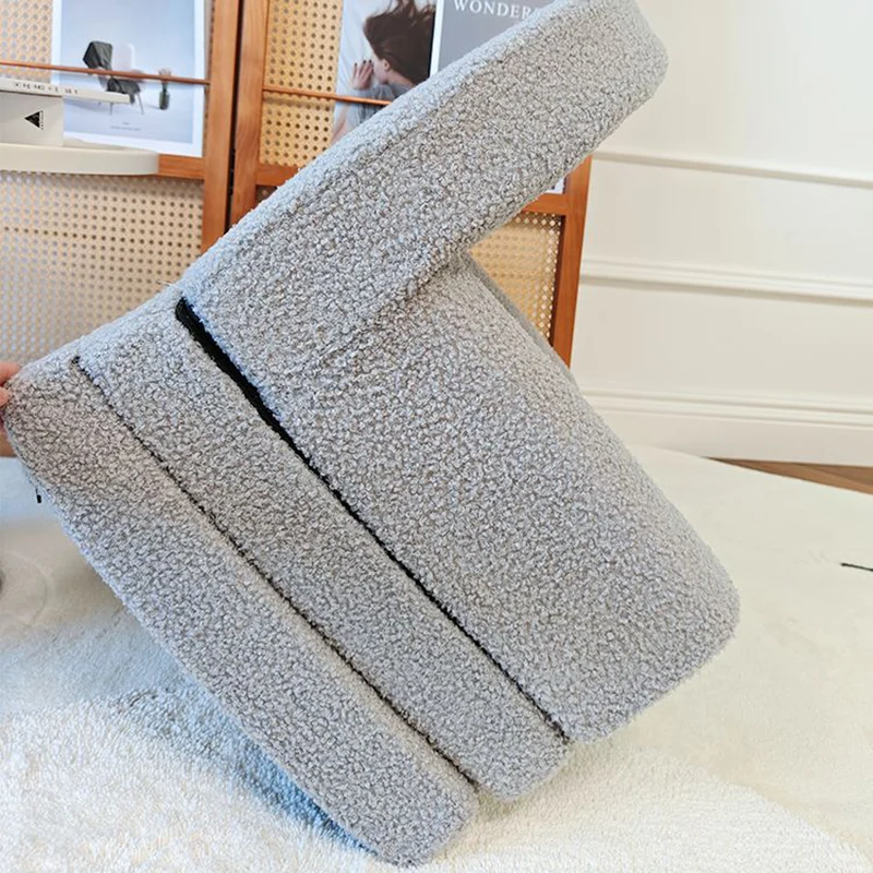Contemporary Creative Curved Teddy Velvet Foam Kids Foldable Accent Chair Backrest Armrest For Living Room