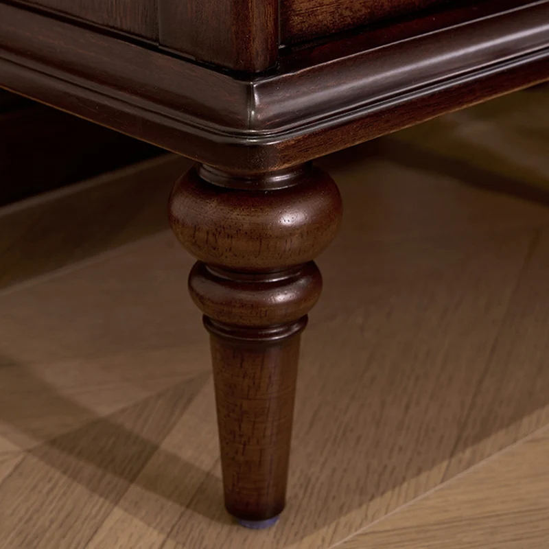 Traditional Vintage Rectangular Mahogany Rubberwood Multi-Layer Plywood Nightstand 3-Drawer For Bedroom