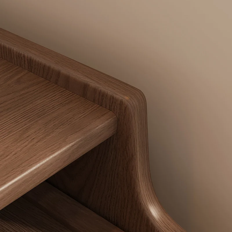 Modern Minimalist Rectangular Rubberwood Paulownia Wood Metal Nightstand 2-Drawer For Bedroom