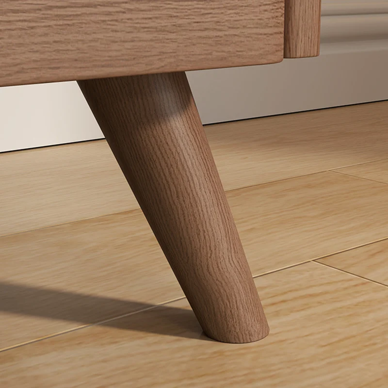 Modern Minimalist Rectangular Rubberwood Paulownia Wood Metal Nightstand 2-Drawer For Bedroom