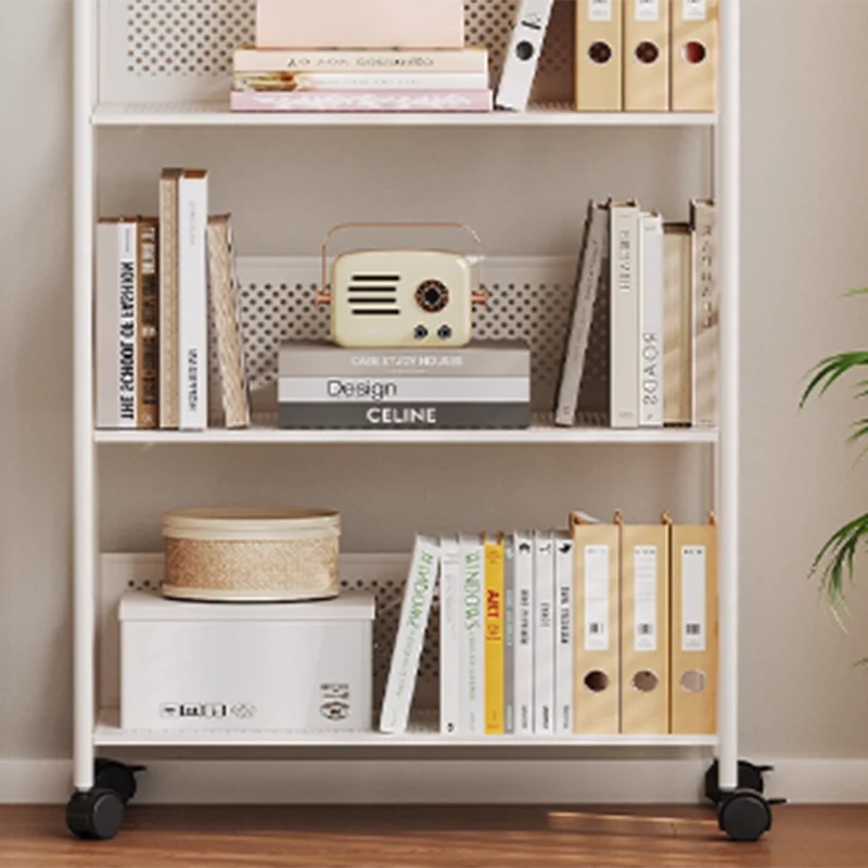 Contemporary Nordic Narrow Castle-Shaped Iron Movable Kids Storage Shelf 3/4-Tier For Living Room