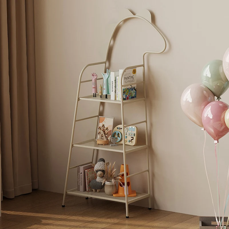 Contemporary Creative Dinosaur-Shaped Iron Kids Floor-Standing Bookshelf 3-Layer For Study