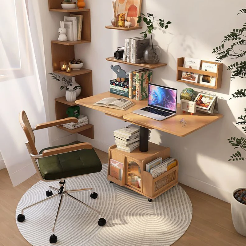 Traditional French Eco Board Rattan Glass Mobile Open Rectangle Side Table 2 Storage For Living Room