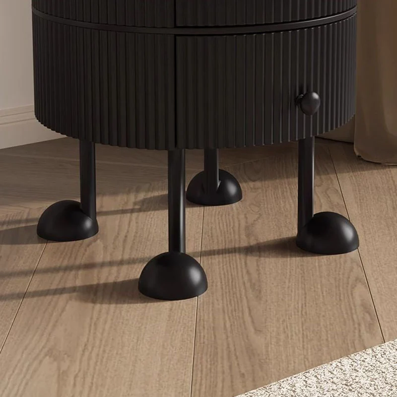 Traditional French Sintered Stone PP Iron plywood Round Cartoon-Leg Nightstand 2 Drawers For Bedroom