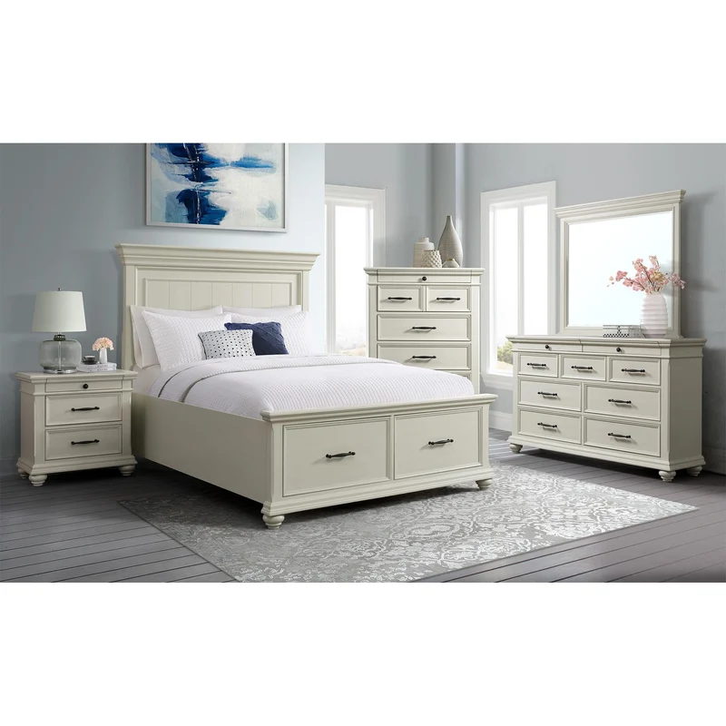 Elements International Slater SR600NS 3-Drawer Nightstand with USB Ports - White