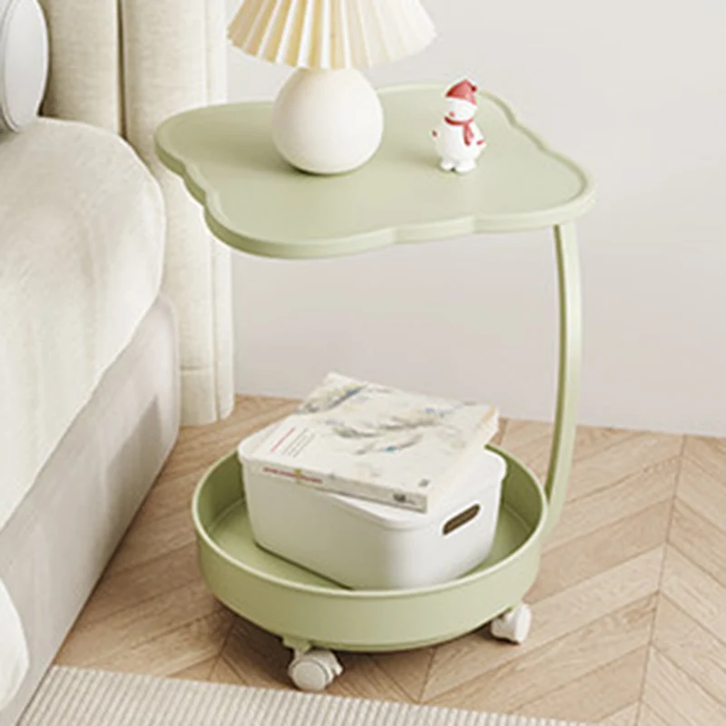 Contemporary Nordic Clover Eco-Friendly HDPE Movable End Table 2-Tier For Living Room & Bedroom