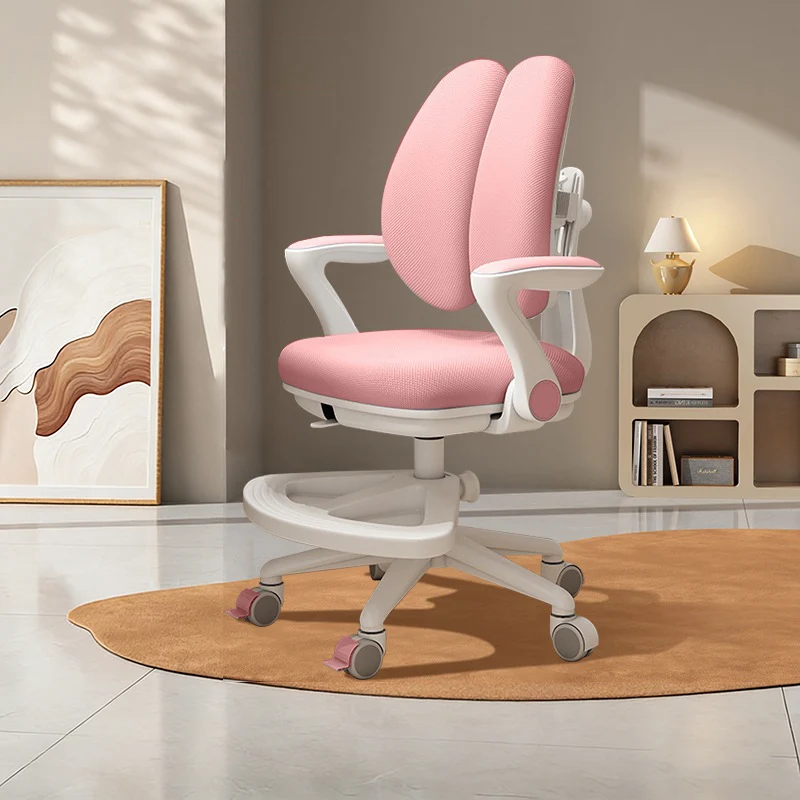 Contemporary Creative Curved Rabbit-Ear Design Kids PP Mesh Fabric Height-Adjustable Desk Chair Backrest Armrest For Home Office