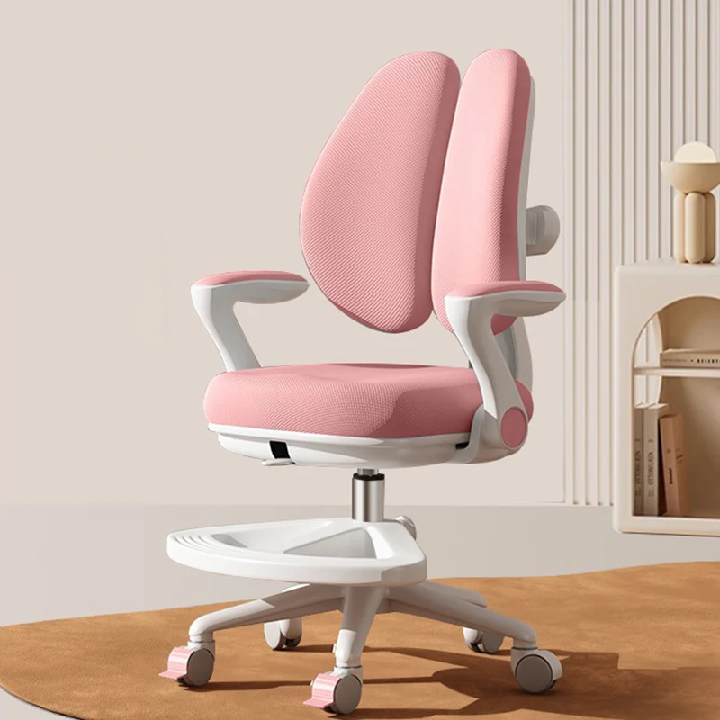 Contemporary Creative Curved Rabbit-Ear Design Kids PP Mesh Fabric Height-Adjustable Desk Chair Backrest Armrest For Home Office