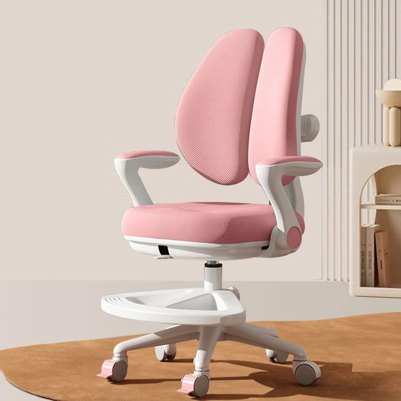 Contemporary Creative Curved Rabbit-Ear Design Kids PP Mesh Fabric Height-Adjustable Desk Chair Backrest Armrest For Home Office