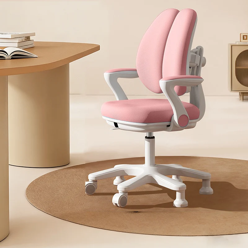 Contemporary Creative Curved Rabbit-Ear Design Kids PP Mesh Fabric Height-Adjustable Desk Chair Backrest Armrest For Home Office
