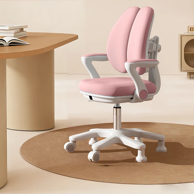 Contemporary Creative Curved Rabbit-Ear Design Kids PP Mesh Fabric Height-Adjustable Desk Chair Backrest Armrest For Home Office