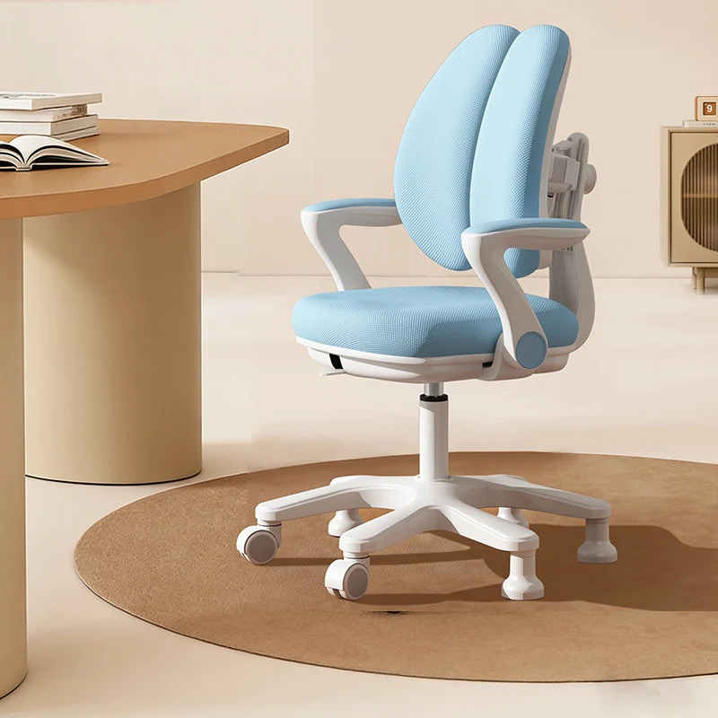 Contemporary Creative Curved Rabbit-Ear Design Kids PP Mesh Fabric Height-Adjustable Desk Chair Backrest Armrest For Home Office
