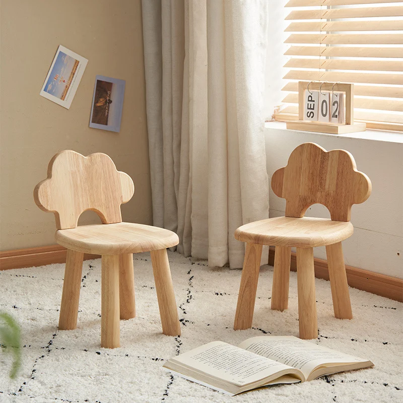 Contemporary Creative Cylindrical Cloud-Shaped Kids Rubberwood Multi-layer Plywood Low Stool Backrest Armless For Living Room