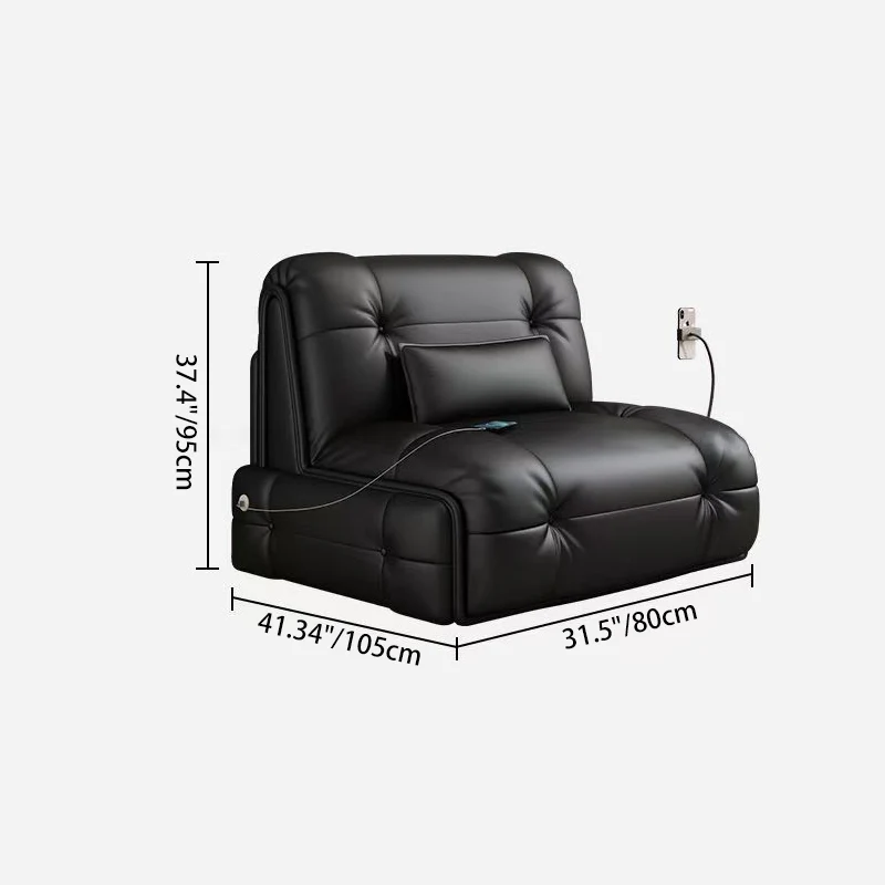 Modern Minimalist Rectangular Faux Leather Carbon Steel Foldable Accent Chair Backrest Armless For Living Room