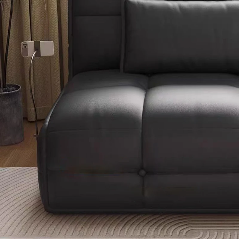 Modern Minimalist Rectangular Faux Leather Carbon Steel Foldable Accent Chair Backrest Armless For Living Room