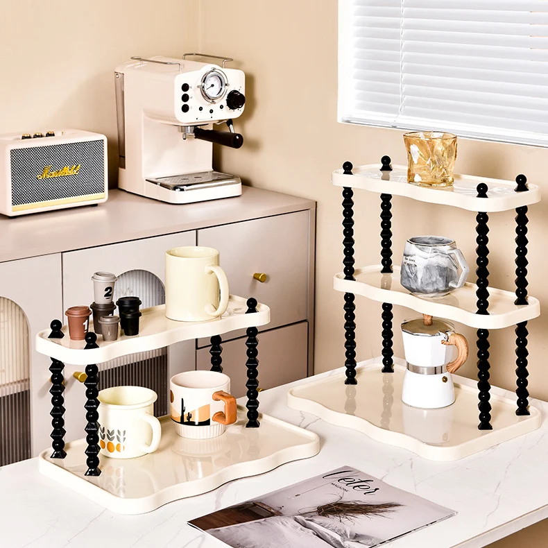 Contemporary Creative PP Wave-Shaped Storage Shelf With 2/3-Tier For Living Room