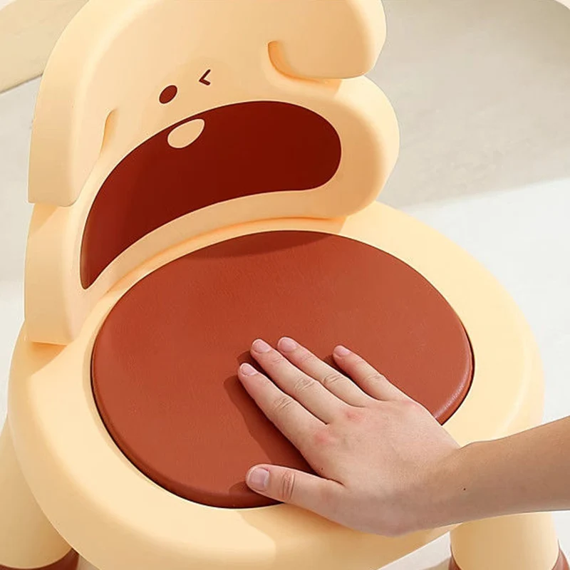 Modern Art Deco Cartoon Dog-Shaped PP Plastic Kids Low Stool Backrest Armless For Living Room
