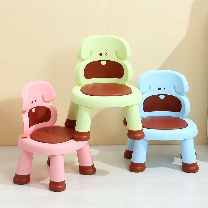 Modern Art Deco Cartoon Dog-Shaped PP Plastic Kids Low Stool Backrest Armless For Living Room