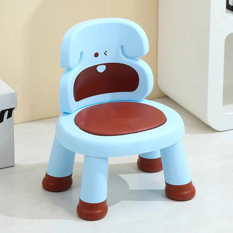 Modern Art Deco Cartoon Dog-Shaped PP Plastic Kids Low Stool Backrest Armless For Living Room