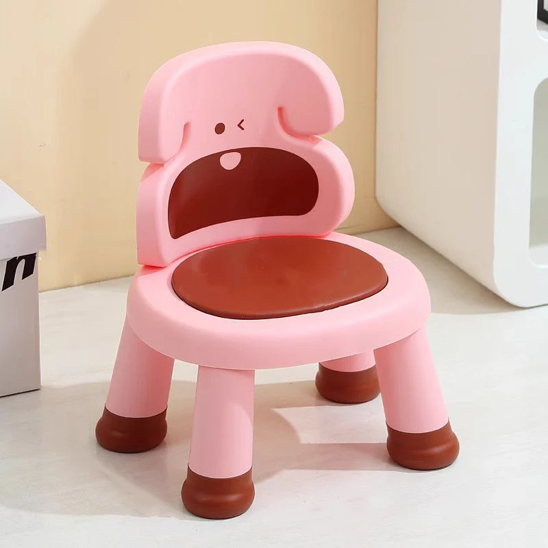 Modern Art Deco Cartoon Dog-Shaped PP Plastic Kids Low Stool Backrest Armless For Living Room