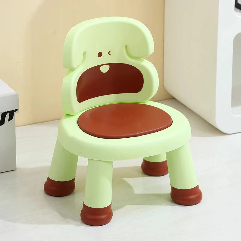 Modern Art Deco Cartoon Dog-Shaped PP Plastic Kids Low Stool Backrest Armless For Living Room