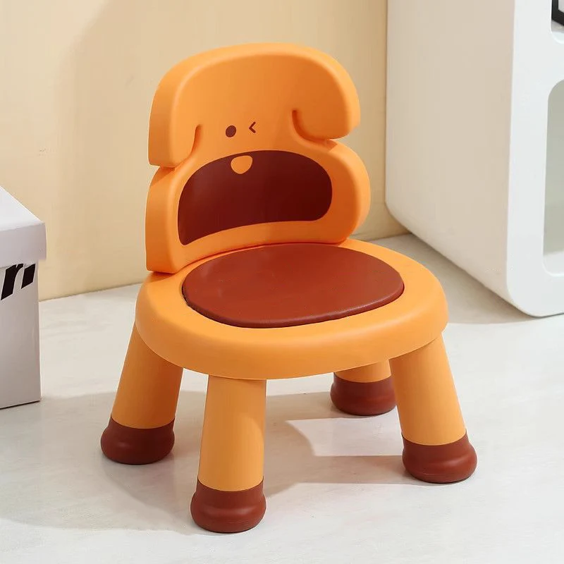 Modern Art Deco Cartoon Dog-Shaped PP Plastic Kids Low Stool Backrest Armless For Living Room