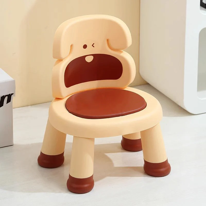 Modern Art Deco Cartoon Dog-Shaped PP Plastic Kids Low Stool Backrest Armless For Living Room