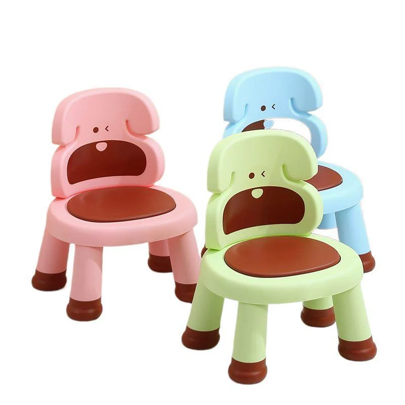 Modern Art Deco Cartoon Dog-Shaped PP Plastic Kids Low Stool Backrest Armless For Living Room
