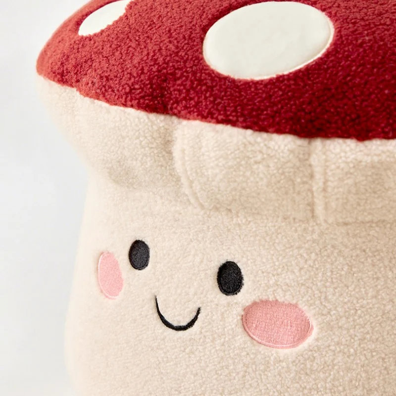 Contemporary Creative Cartoon Mushroom Short Plush EPP Kids Low Stool Backless Armless For Living Room