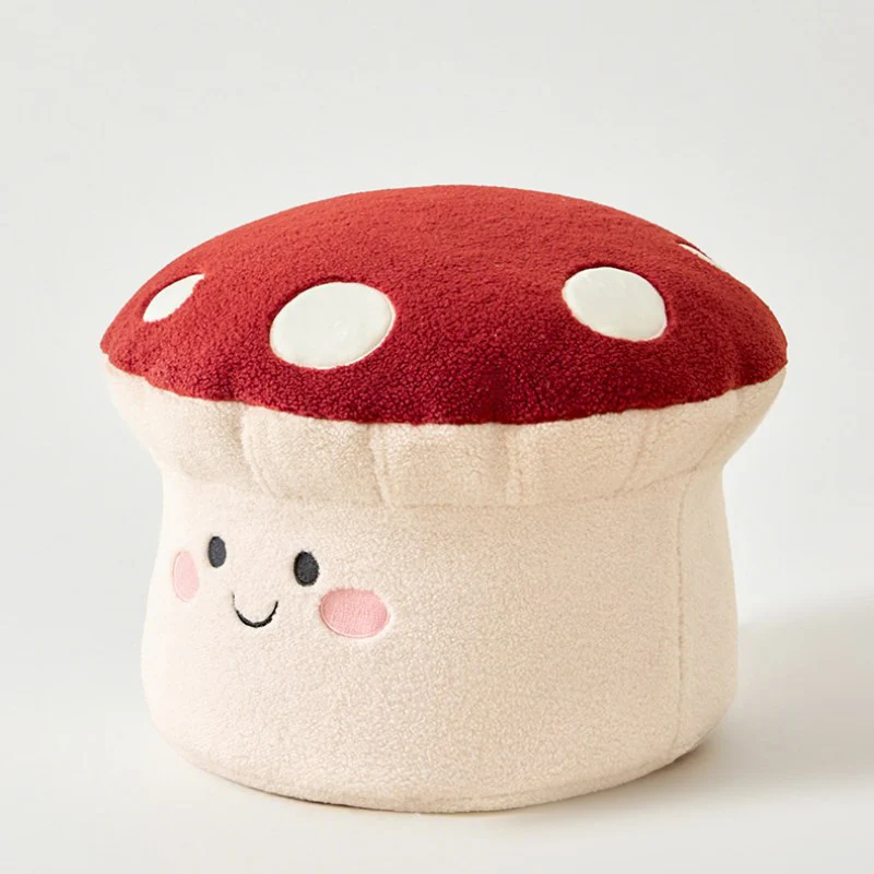Contemporary Creative Cartoon Mushroom Short Plush EPP Kids Low Stool Backless Armless For Living Room