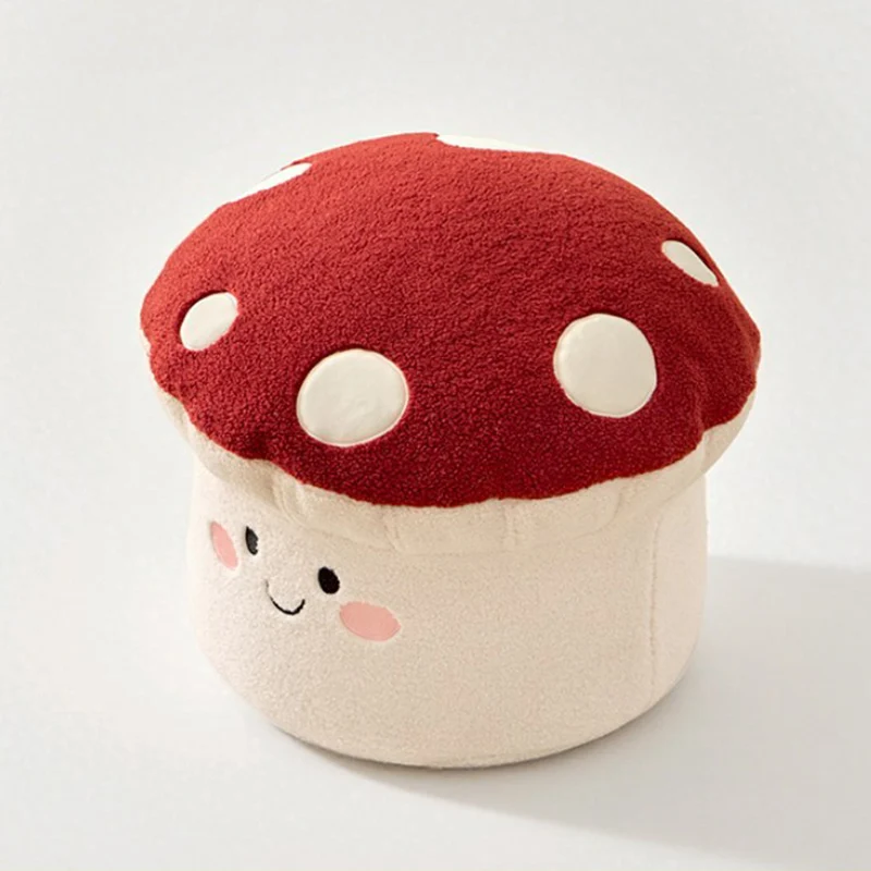 Contemporary Creative Cartoon Mushroom Short Plush EPP Kids Low Stool Backless Armless For Living Room