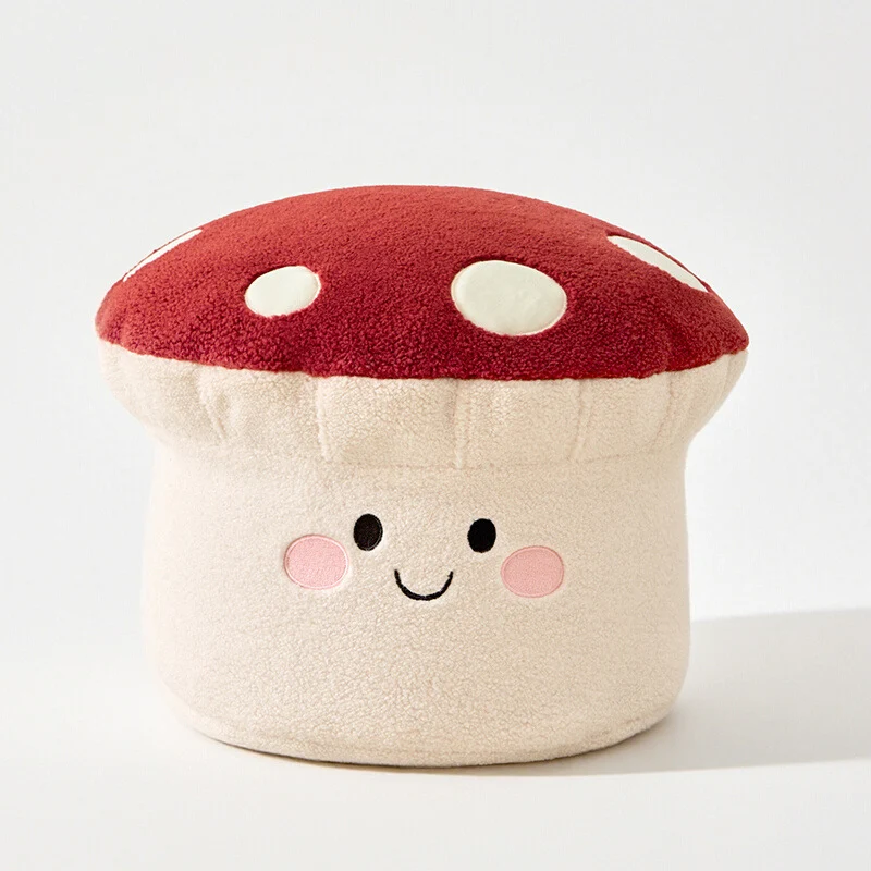 Contemporary Creative Cartoon Mushroom Short Plush EPP Kids Low Stool Backless Armless For Living Room