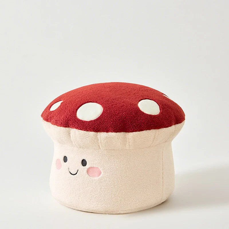 Contemporary Creative Cartoon Mushroom Short Plush EPP Kids Low Stool Backless Armless For Living Room