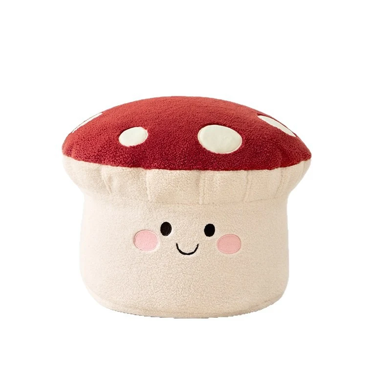 Contemporary Creative Cartoon Mushroom Short Plush EPP Kids Low Stool Backless Armless For Living Room