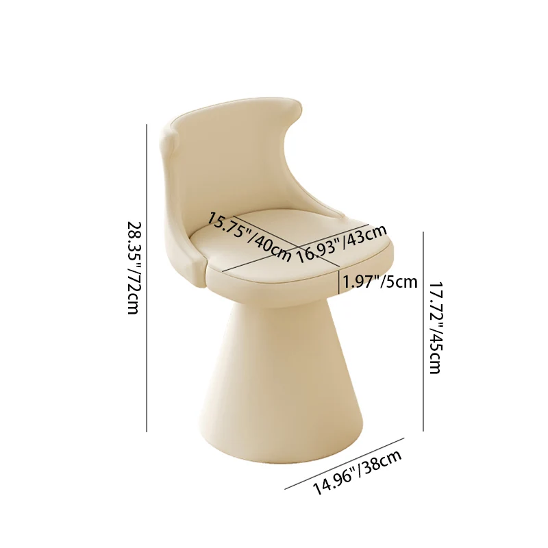 Modern Minimalist Plywood Scratch-resistant Leather Chenille Velvet Upholstered Vanity Stool With Wraparound Back & Swivel For Bedroom