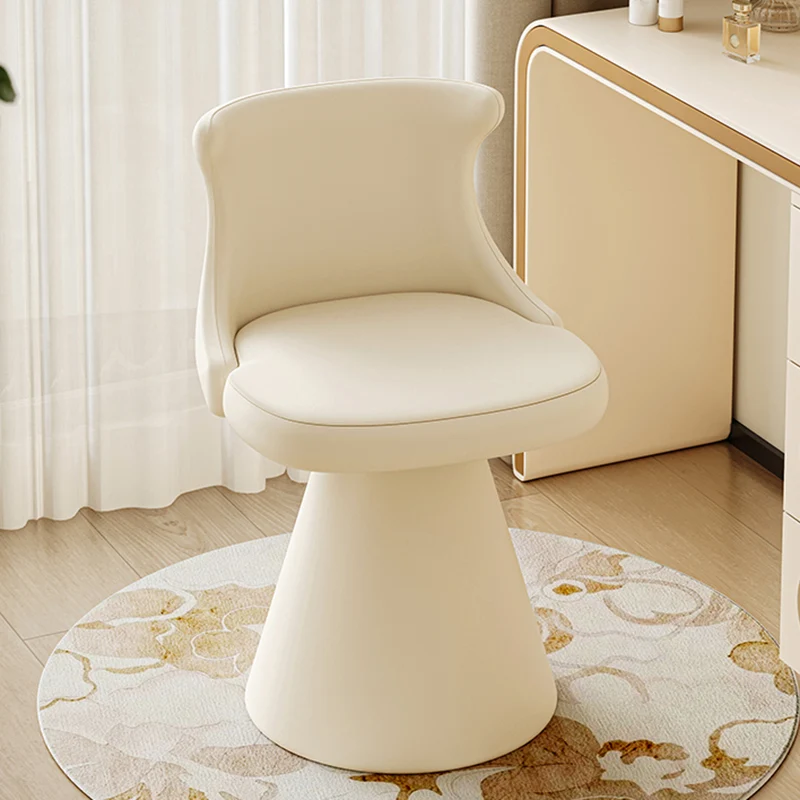 Modern Minimalist Plywood Scratch-resistant Leather Chenille Velvet Upholstered Vanity Stool With Wraparound Back & Swivel For Bedroom