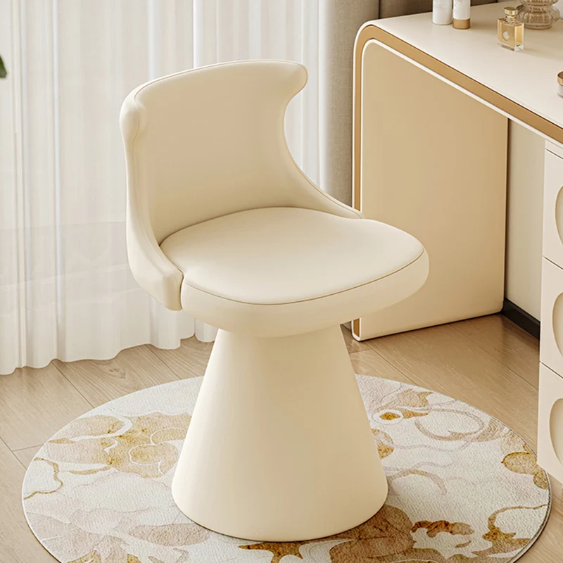 Modern Minimalist Plywood Scratch-resistant Leather Chenille Velvet Upholstered Vanity Stool With Wraparound Back & Swivel For Bedroom