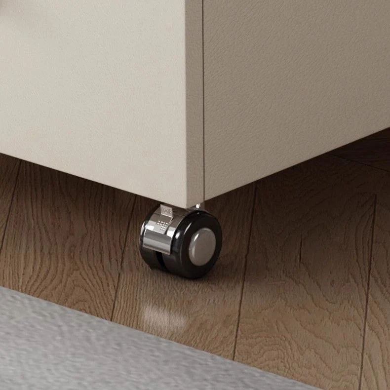 Contemporary Scandinavian Cat-Scratch-Resistant Leather Pine Wood Rounded Side Table With 4 Drawers For Living Room