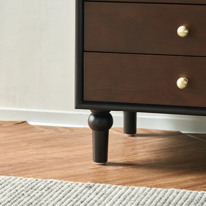 Traditional French Pine Wood Solid Wood Plywood Arched Rectangular Nightstand With 3 Drawers For Bedroom