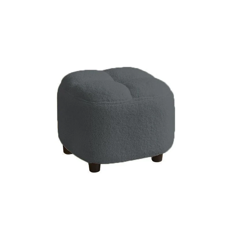 Contemporary Nordic Square Sherpa Fabric Sponge Wood Low Stool Backless Armless For Entryway & Hallway