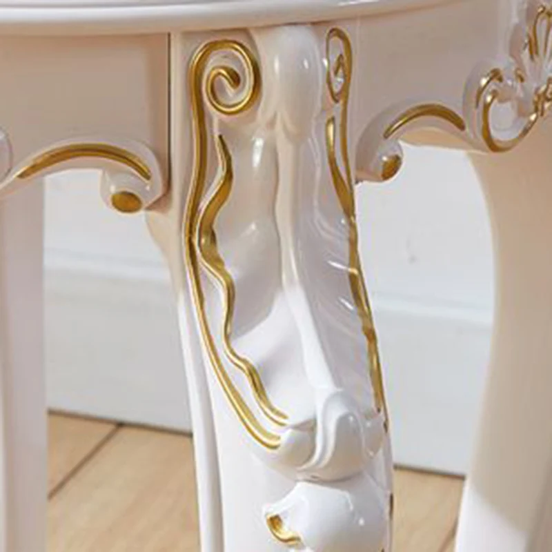 Traditional European Round Faux Leather Velvet Plastic Steel Vanity Stool For Bedroom